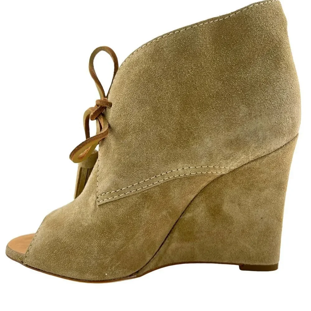 New Dsquared2 Women US 9 Boots Suede Leather Peep Toe Wedge Heel Lace-Up Shoes - Picture 7 of 16